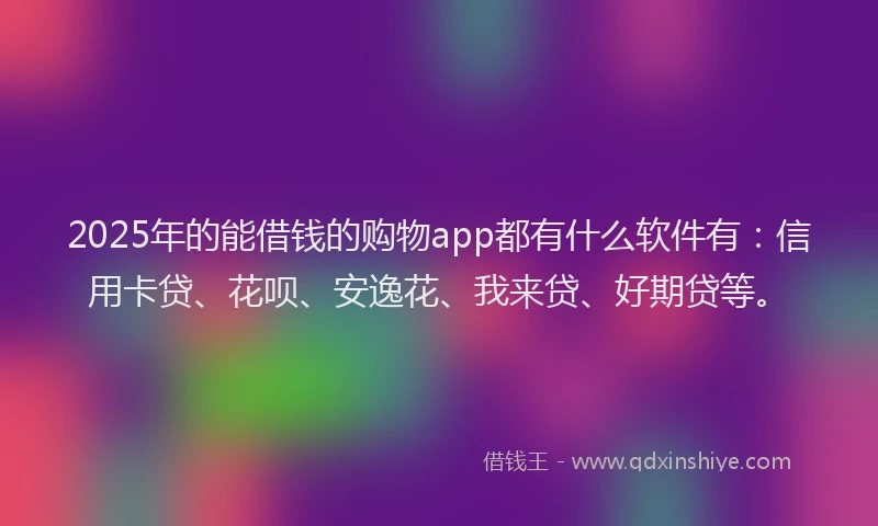 2025年的能借钱的购物app都有什么软件有：信用卡贷、花呗、安逸花、我来贷、好期贷等。