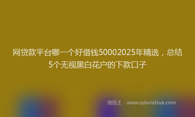 网贷款平台哪一个好借钱50002025年精选，总结5个无视黑白花户的下款口子