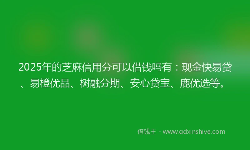 2025年的芝麻信用分可以借钱吗有：现金快易贷、易橙优品、树融分期、安心贷宝、鹿优选等。