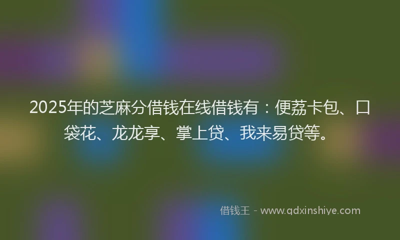 2025年的芝麻分借钱在线借钱有：便荔卡包、口袋花、龙龙享、掌上贷、我来易贷等。