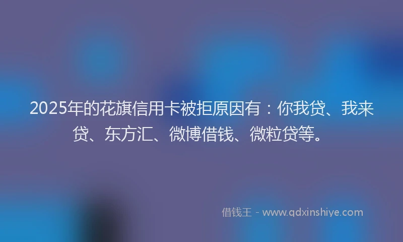 2025年的花旗信用卡被拒原因有：你我贷、我来贷、东方汇、微博借钱、微粒贷等。