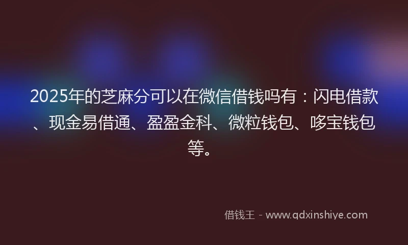 2025年的芝麻分可以在微信借钱吗有：闪电借款、现金易借通、盈盈金科、微粒钱包、哆宝钱包等。