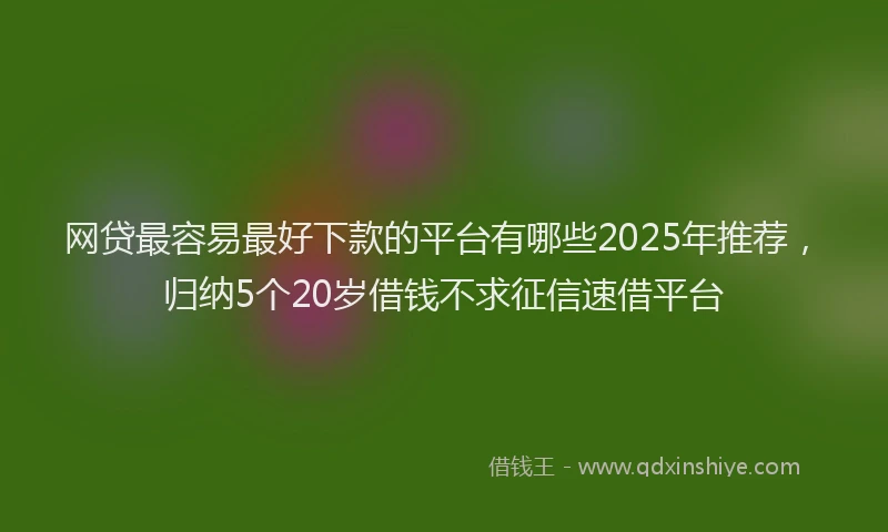 网贷最容易最好下款的平台有哪些2025年推荐，归纳5个20岁借钱不求征信速借平台