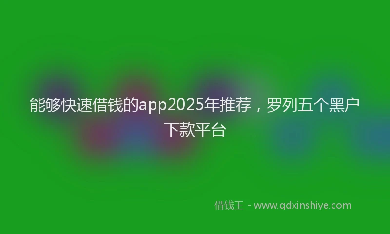 能够快速借钱的app2025年推荐，罗列五个黑户下款平台