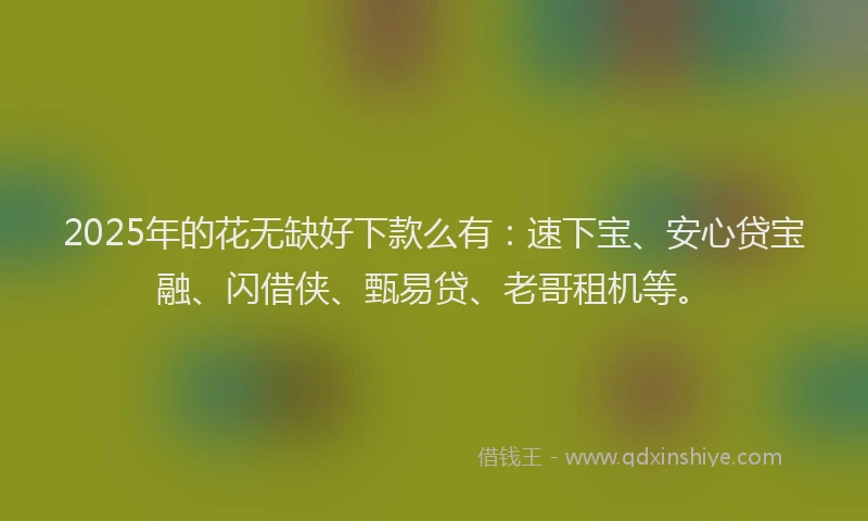 2025年的花无缺好下款么有：速下宝、安心贷宝融、闪借侠、甄易贷、老哥租机等。