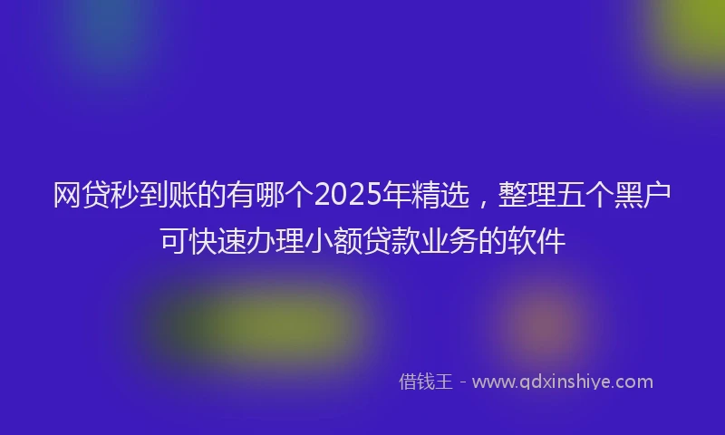 网贷秒到账的有哪个2025年精选，整理五个黑户可快速办理小额贷款业务的软件