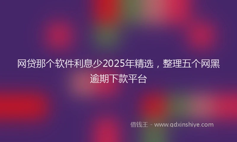 网贷那个软件利息少2025年精选，整理五个网黑逾期下款平台