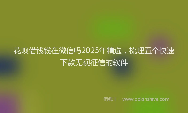 花呗借钱钱在微信吗2025年精选，梳理五个快速下款无视征信的软件