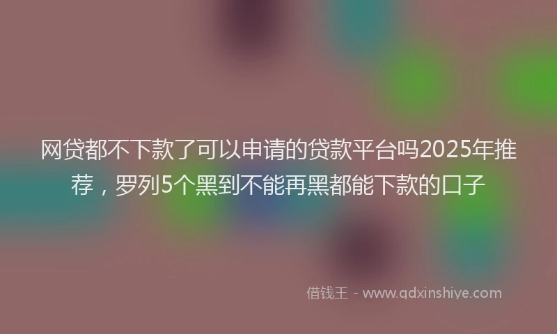 网贷都不下款了可以申请的贷款平台吗2025年推荐，罗列5个黑到不能再黑都能下款的口子