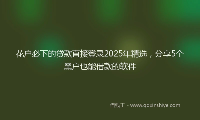 花户必下的贷款直接登录2025年精选，分享5个黑户也能借款的软件