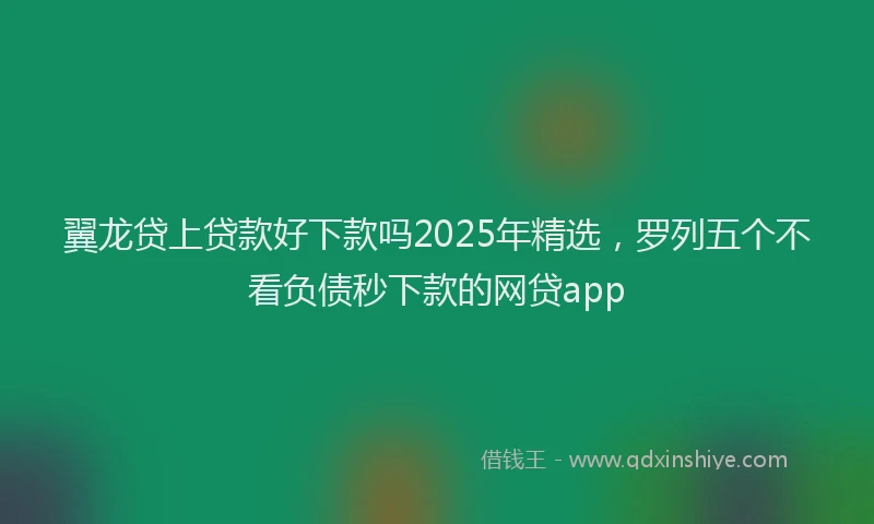 翼龙贷上贷款好下款吗2025年精选，罗列五个不看负债秒下款的网贷app