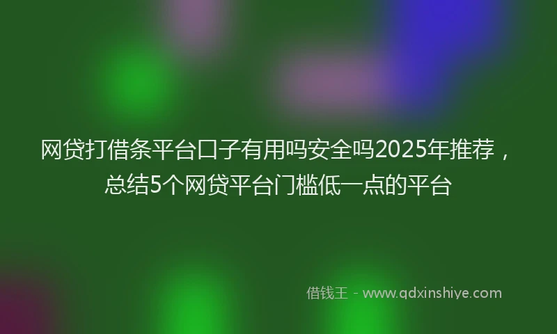 网贷打借条平台口子有用吗安全吗2025年推荐，总结5个网贷平台门槛低一点的平台