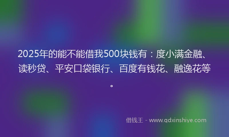 2025年的能不能借我500块钱有：度小满金融、读秒贷、平安口袋银行、百度有钱花、融逸花等。
