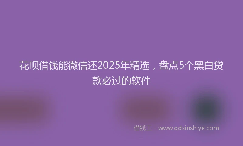 花呗借钱能微信还2025年精选，盘点5个黑白贷款必过的软件