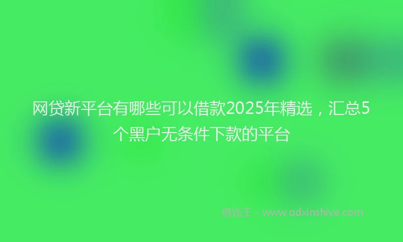 网贷新平台有哪些可以借款2025年精选，汇总5个黑户无条件下款的平台