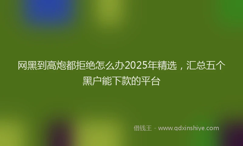 网黑到高炮都拒绝怎么办2025年精选，汇总五个黑户能下款的平台