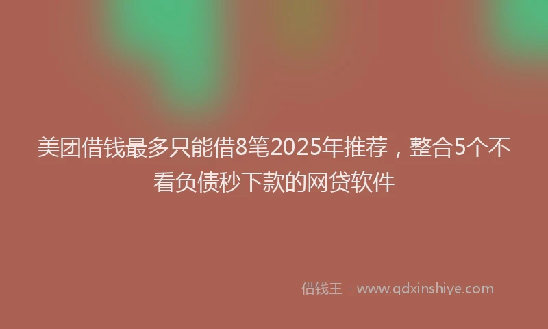 美团借钱最多只能借8笔2025年推荐，整合5个不看负债秒下款的网贷软件