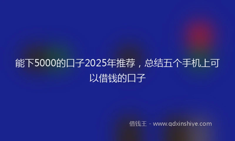 能下5000的口子2025年推荐，总结五个手机上可以借钱的口子