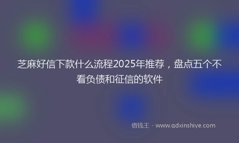 芝麻好信下款什么流程2025年推荐，盘点五个不看负债和征信的软件