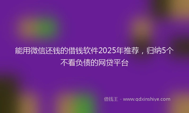 能用微信还钱的借钱软件2025年推荐，归纳5个不看负债的网贷平台