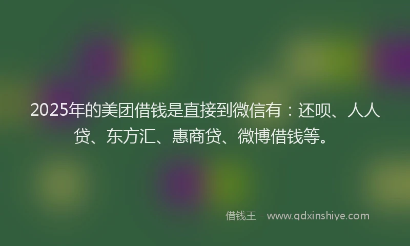 2025年的美团借钱是直接到微信有：还呗、人人贷、东方汇、惠商贷、微博借钱等。
