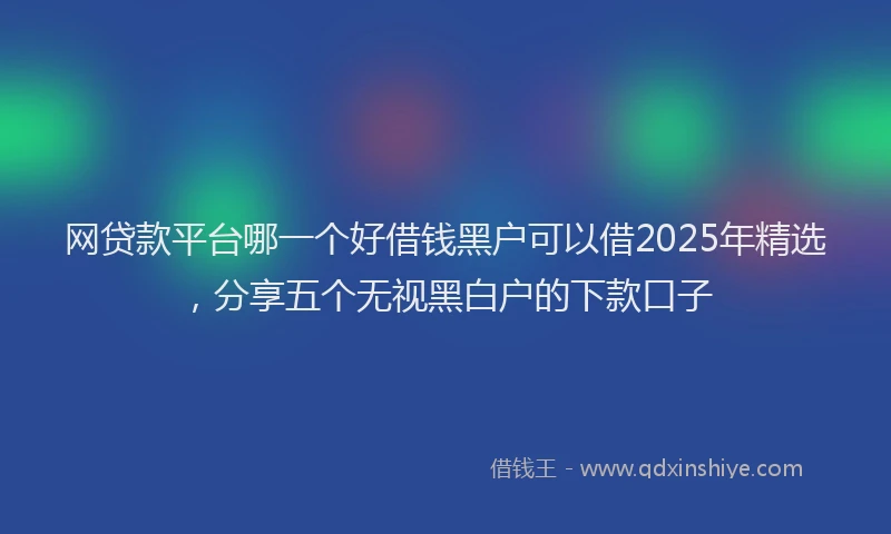 网贷款平台哪一个好借钱黑户可以借2025年精选，分享五个无视黑白户的下款口子
