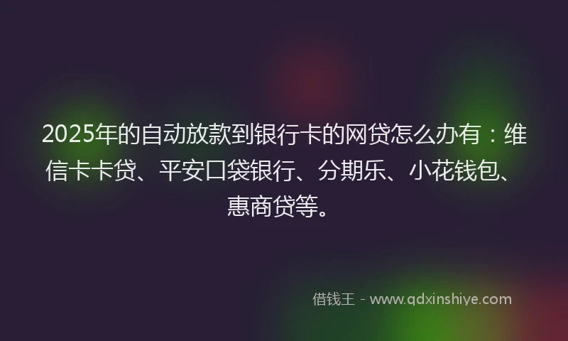 2025年的自动放款到银行卡的网贷怎么办有：维信卡卡贷、平安口袋银行、分期乐、小花钱包、惠商贷等。
