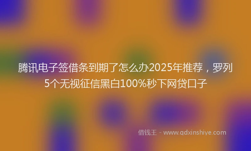 腾讯电子签借条到期了怎么办2025年推荐，罗列5个无视征信黑白100%秒下网贷口子