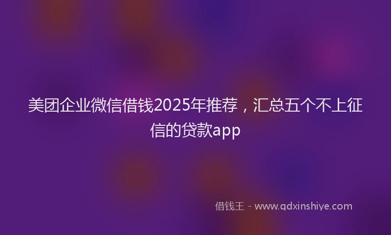 美团企业微信借钱2025年推荐，汇总五个不上征信的贷款app