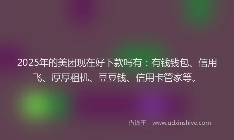 2025年的美团现在好下款吗有：有钱钱包、信用飞、厚厚租机、豆豆钱、信用卡管家等。