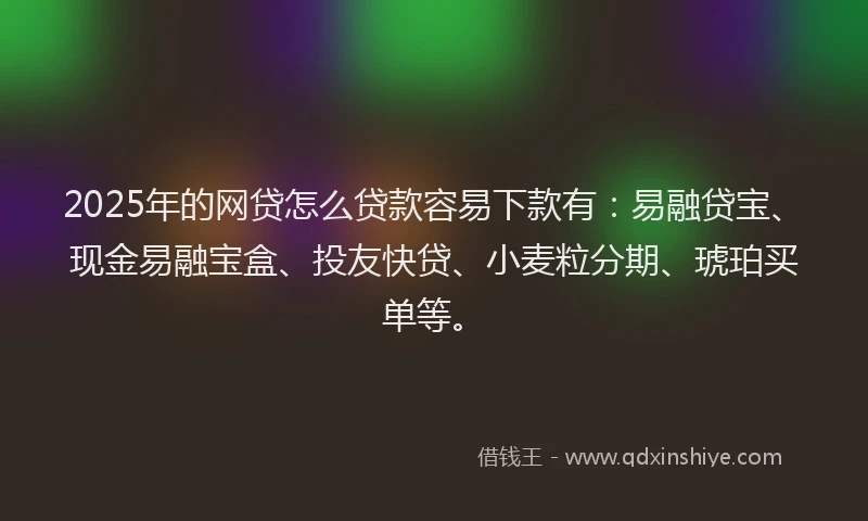 2025年的网贷怎么贷款容易下款有：易融贷宝、现金易融宝盒、投友快贷、小麦粒分期、琥珀买单等。