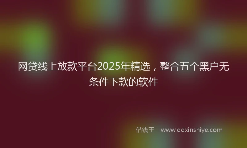 网贷线上放款平台2025年精选，整合五个黑户无条件下款的软件
