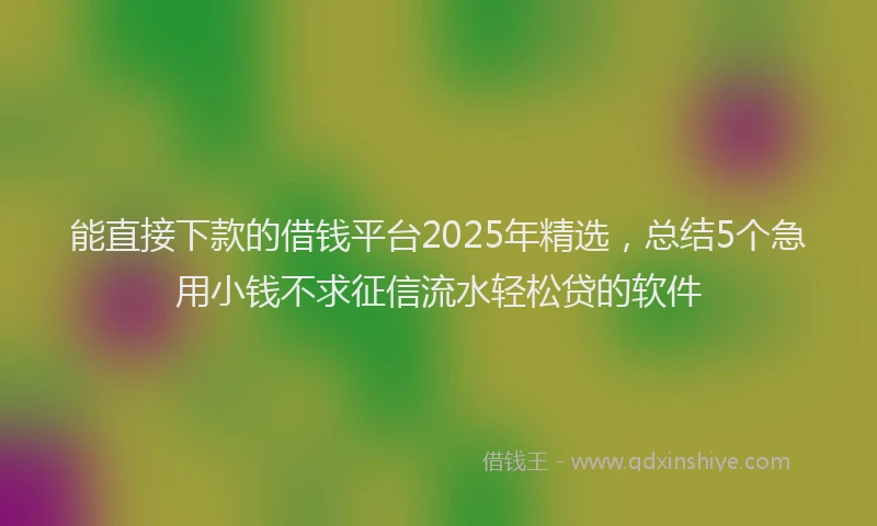 能直接下款的借钱平台2025年精选，总结5个急用小钱不求征信流水轻松贷的软件