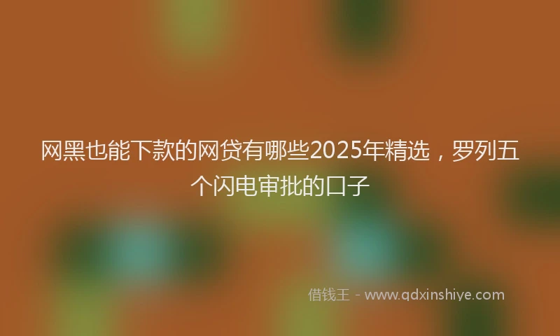 网黑也能下款的网贷有哪些2025年精选，罗列五个闪电审批的口子