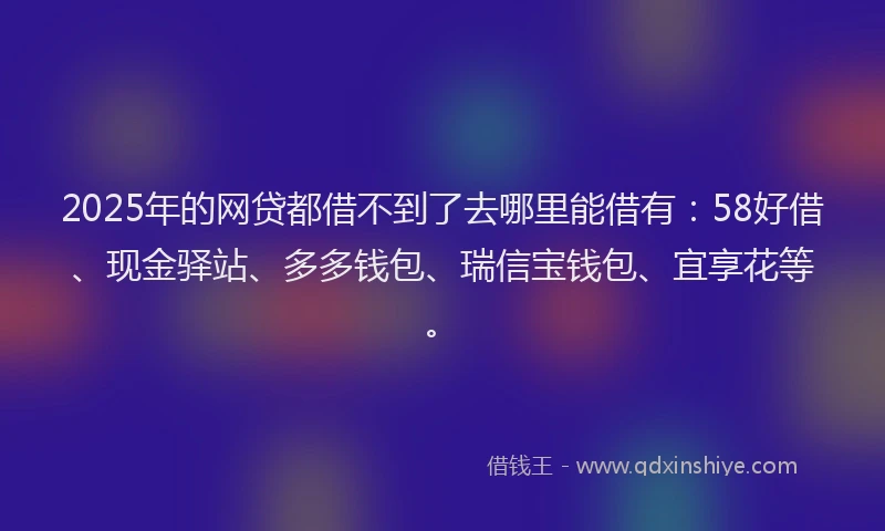 2025年的网贷都借不到了去哪里能借有：58好借、现金驿站、多多钱包、瑞信宝钱包、宜享花等。