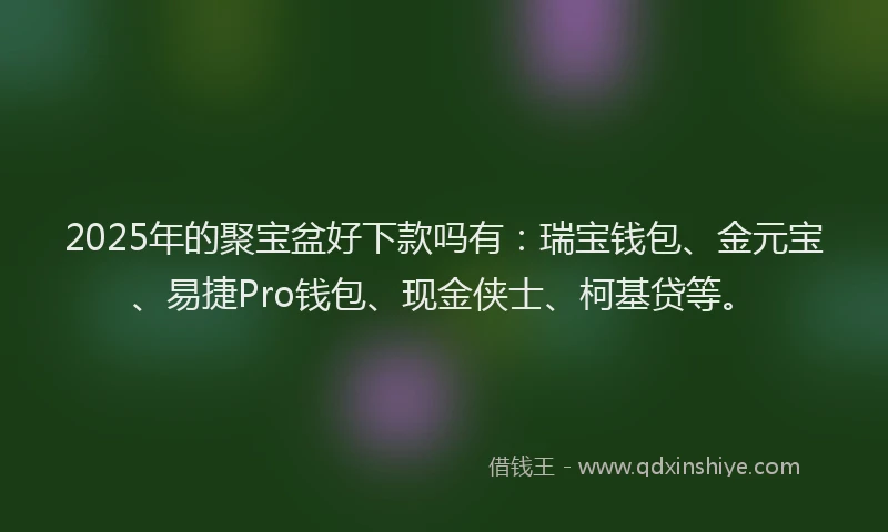 2025年的聚宝盆好下款吗有：瑞宝钱包、金元宝、易捷Pro钱包、现金侠士、柯基贷等。