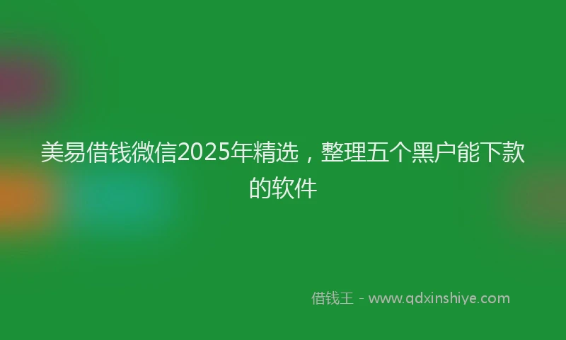 美易借钱微信2025年精选，整理五个黑户能下款的软件