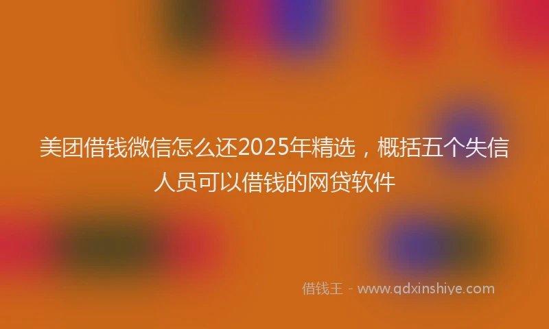 美团借钱微信怎么还2025年精选，概括五个失信人员可以借钱的网贷软件