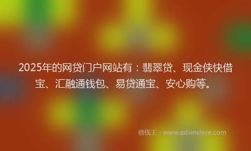 2025年的网贷门户网站有：翡翠贷、现金侠快借宝、汇融通钱包、易贷通宝、安心购等。
