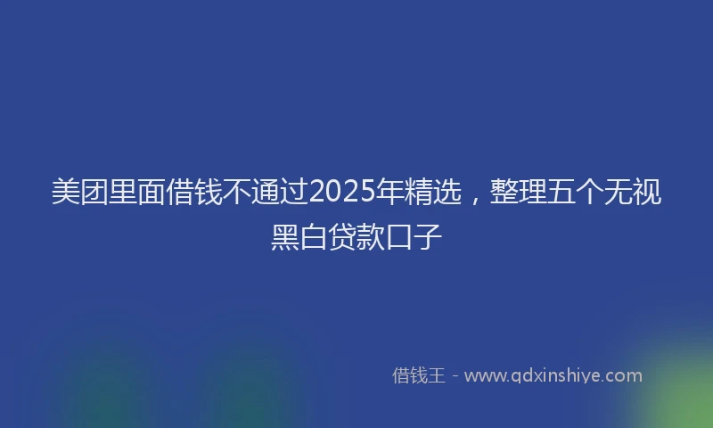 美团里面借钱不通过2025年精选，整理五个无视黑白贷款口子