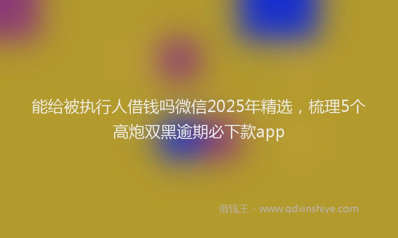 能给被执行人借钱吗微信2025年精选，梳理5个高炮双黑逾期必下款app