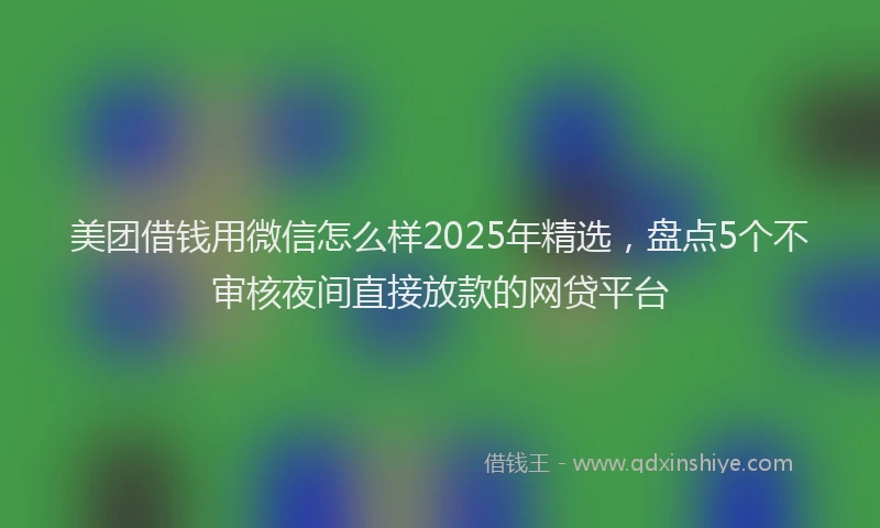 美团借钱用微信怎么样2025年精选，盘点5个不审核夜间直接放款的网贷平台