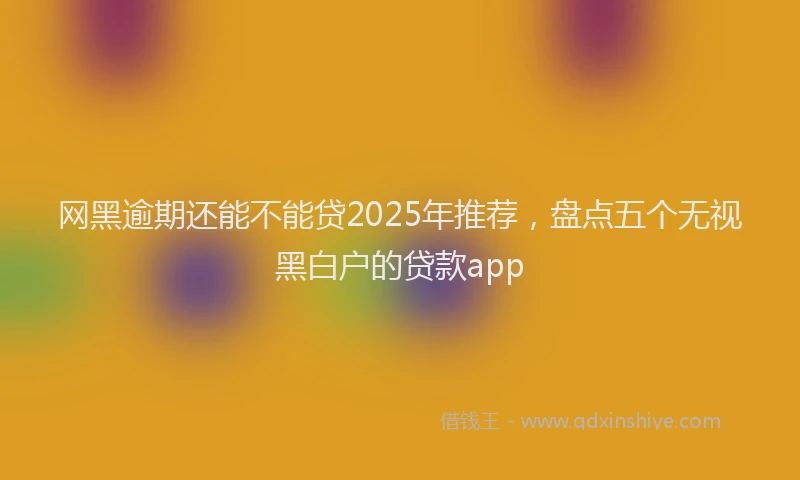 网黑逾期还能不能贷2025年推荐，盘点五个无视黑白户的贷款app