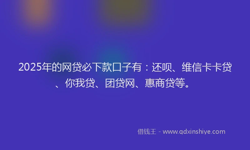 2025年的网贷必下款口子有：还呗、维信卡卡贷、你我贷、团贷网、惠商贷等。
