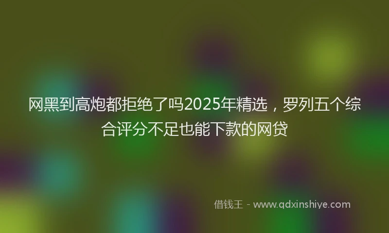 网黑到高炮都拒绝了吗2025年精选，罗列五个综合评分不足也能下款的网贷