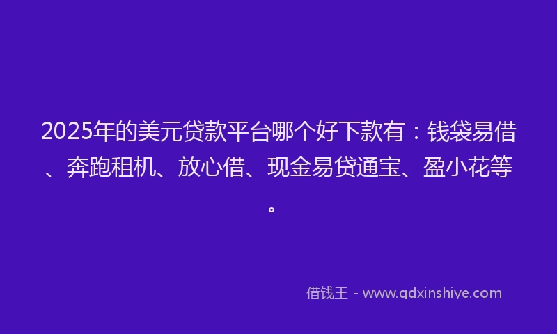 2025年的美元贷款平台哪个好下款有：钱袋易借、奔跑租机、放心借、现金易贷通宝、盈小花等。