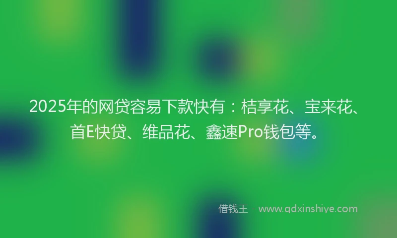2025年的网贷容易下款快有：桔享花、宝来花、首E快贷、维品花、鑫速Pro钱包等。