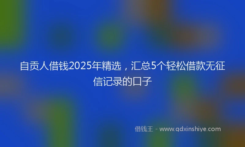 自贡人借钱2025年精选，汇总5个轻松借款无征信记录的口子