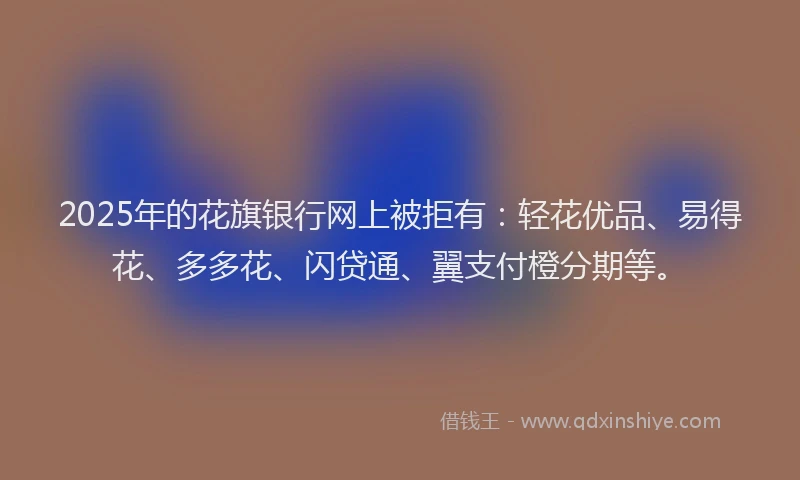 2025年的花旗银行网上被拒有：轻花优品、易得花、多多花、闪贷通、翼支付橙分期等。