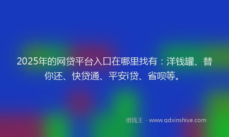 2025年的网贷平台入口在哪里找有：洋钱罐、替你还、快贷通、平安i贷、省呗等。